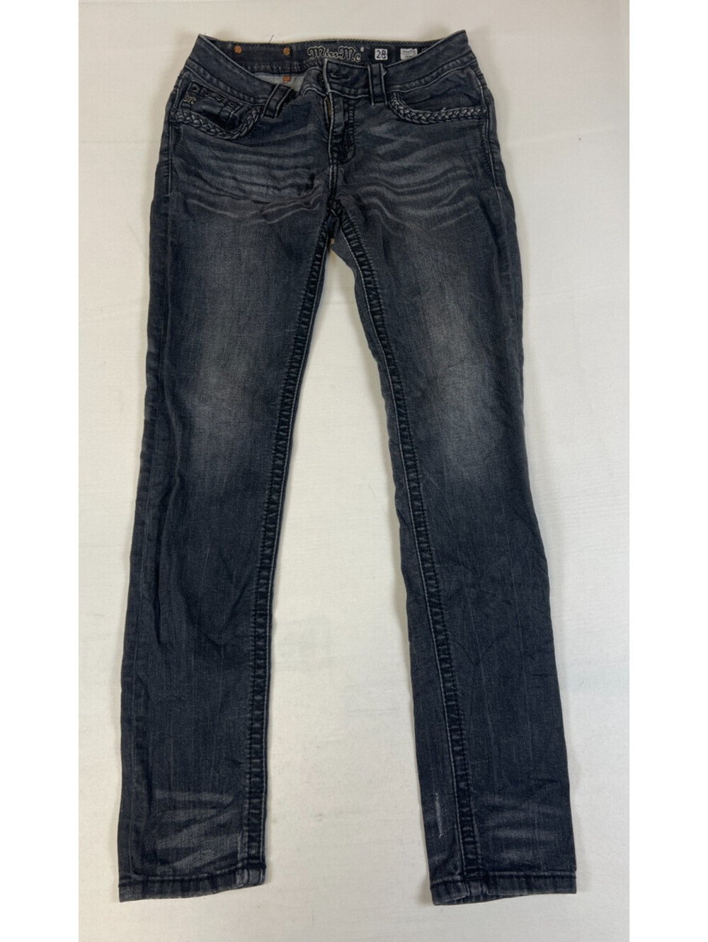 Miss Me Women Size 28 Skinny Black Cotton Blend Distressed Jeans